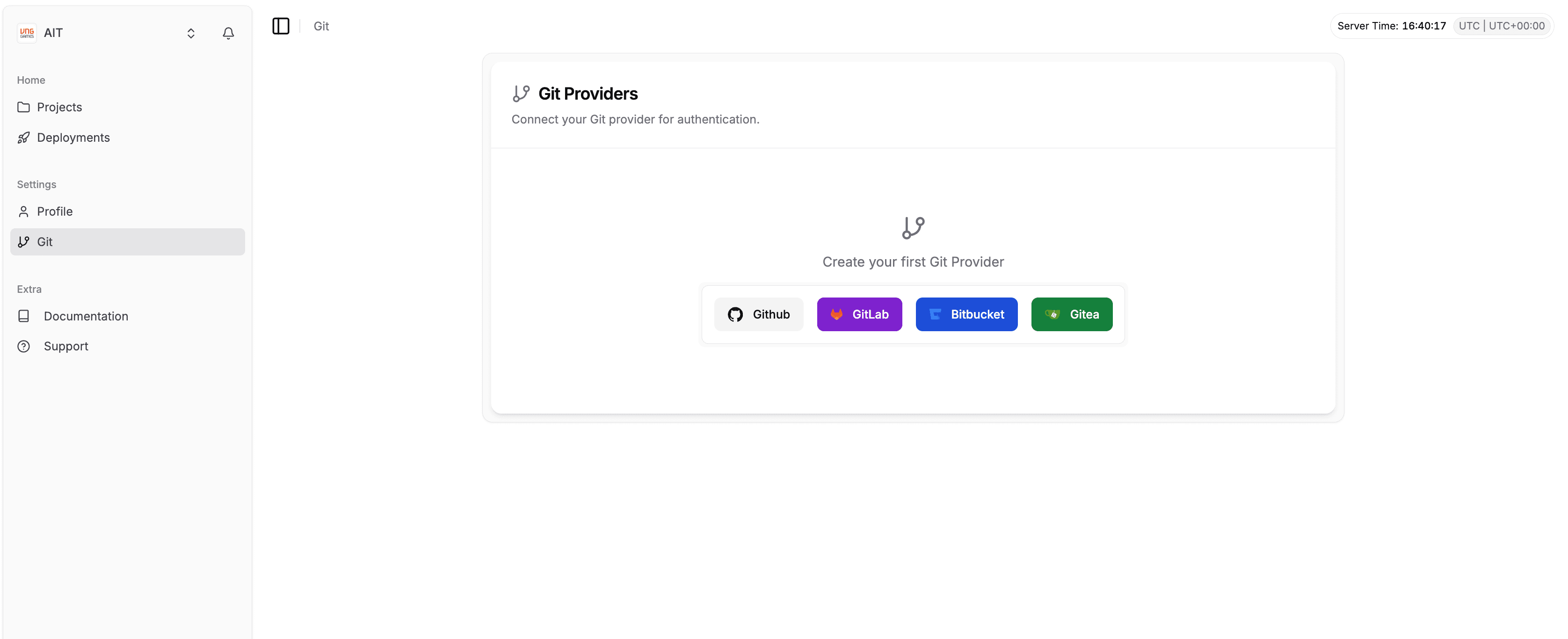 Dokploy Settings — Git Providers page