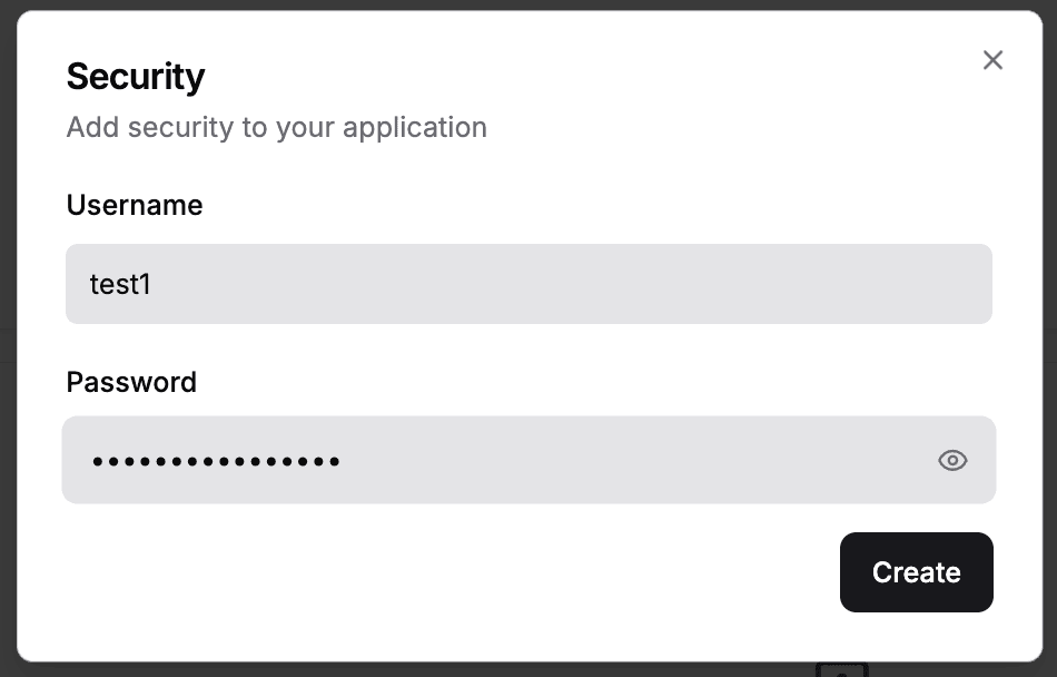 Security credentials form